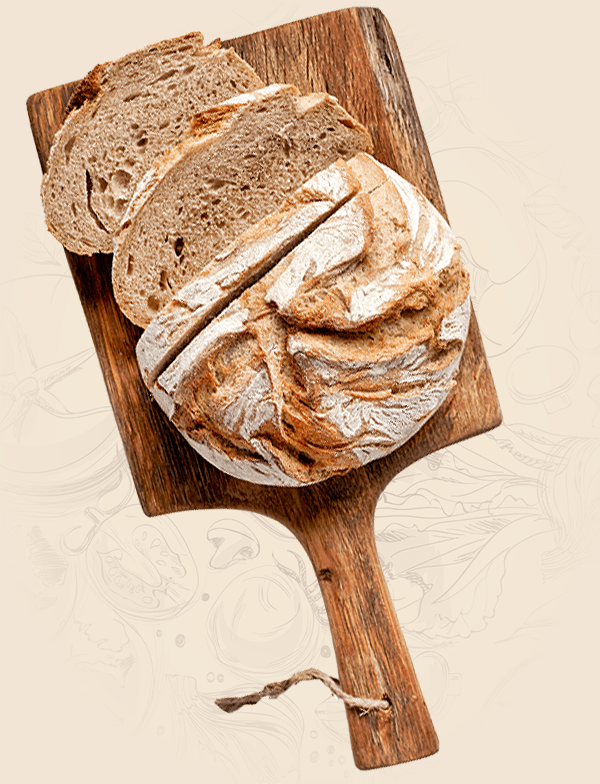freshly baked bread on wooden cutting board